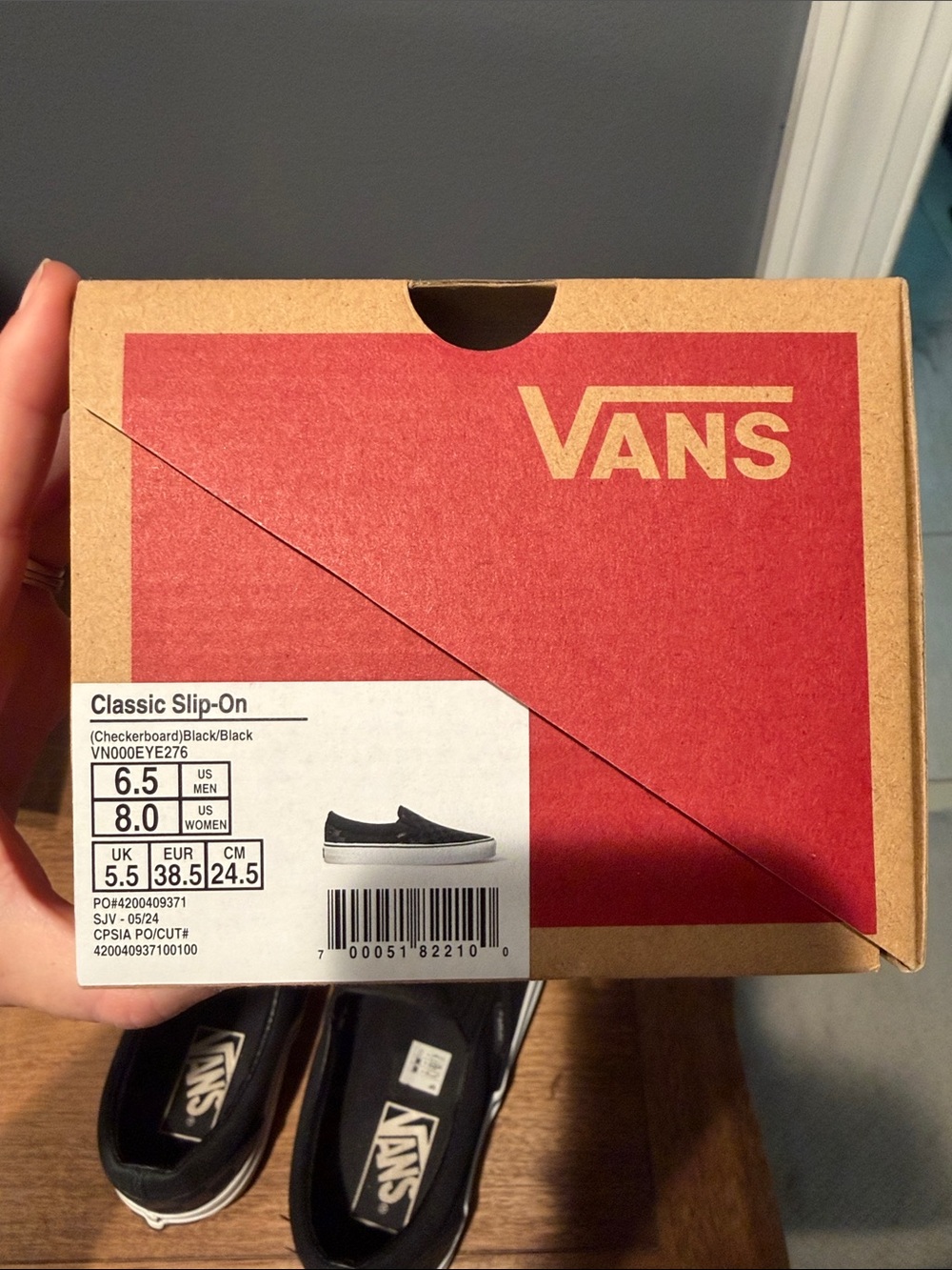 Vans Kids Classic Slip-On Checkerboard Sneakers - Black & Gray - Picture 8 of 8